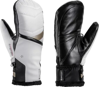 A pair of ski mittens shown from the front and back.