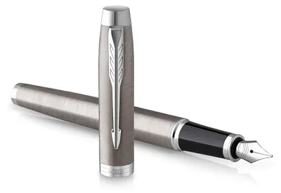 Produktbild von Parker IM, Schwarz, Chrom, Kartuschenfüllsystem, Blau, Edelstahl, Lack, Rundspitze