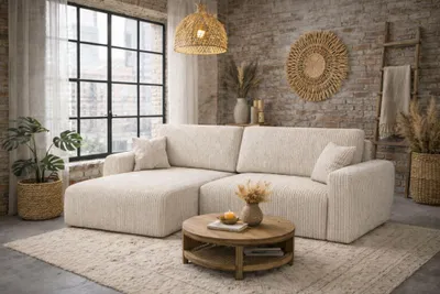 Produktbild von Kaiser Möbel Ecksofa mit Schlaffunktion und Bettkasten, Ariel XL, Cordstoff, Stoff Poso, Beige, Links