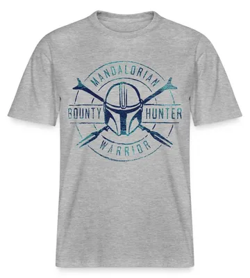 Produktbild von Star Wars: Mandalorian Bounty Hunter Warrior Relaxed Fit Uni T-Shirt, 3XL, Grau meliert