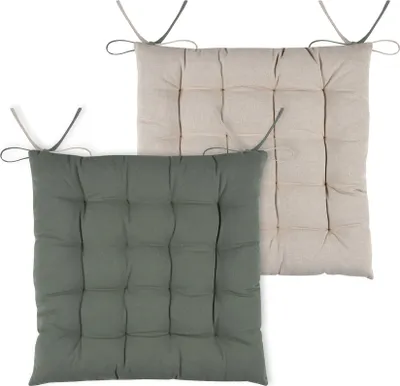 Image de Coussin de chaise DUO COLOR vert/beige 40x40x4 cm France (prix pour 1 pièce)