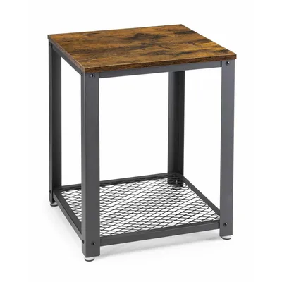 Zdjęcie produktu dla Stolik boczny z półką Loft 55x45x45 cm Dekoracja czarno-brązowa