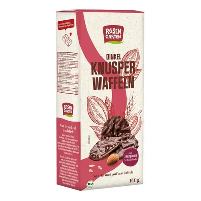 Produktbild von Rosengarten Dinkel-Knusperwaffeln Zartbitterschokolade 100 g