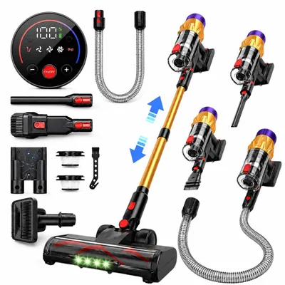 Produktbild von Akku Staubsauger Kabellos ,75kPa/650W/75Min Anti Haar Wrap,1M Schlauch,Ladestation,Ultraleise,Akkustaubsauger für Hartböden Teppiche Tierhaare Auto