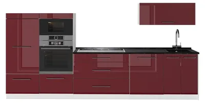 Obrázek produktu pro Kuchyňský kout Vicco Fame-Line Bordó červená vysoký lesk/Bílá 340 cm, PD Antracit, Model 64539