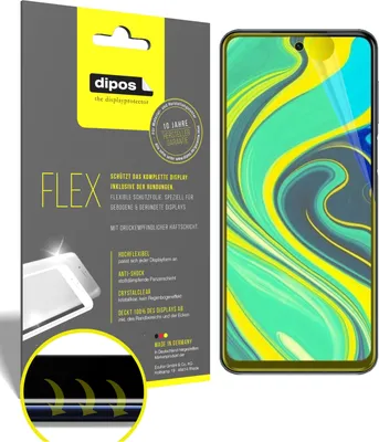 Obrázok produktu pre 2x ochranná fólia pre Xiaomi Redmi Note 9S, 100% pokrytie displeja, dipos Flex