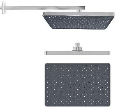 Produktbild von kielle Vega - Kopfbrause 360 x 240 mm, 1 Strahlart, Brausearm 430 mm, verchrommt/ schwarz 20118SE1