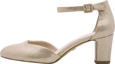 Produktbild von Tamaris Damen Pumps Fesselriemen Blockabsatz samtige Haptik 1-24412-41, Größe:39 EU, Farbe:Gold