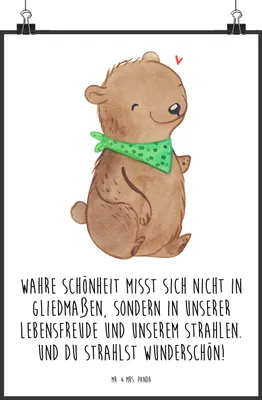 Produktbild von Mr. & Mrs. Panda Bild Bär Dysmelie DIN A0 - Weiß - Geschenk, grafikposter, wanddeko, drucke, Wandbild, Plakat