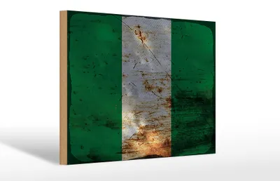 Produktbild von Holzschild Flagge Nigeria 30x20cm Flag of Nigeria Rost