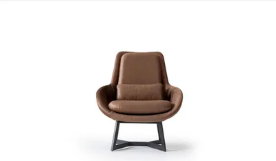 Produktbild von Designer Sessel 1 Sitzer Kunstleder Couch Polster Sessel Design Braun