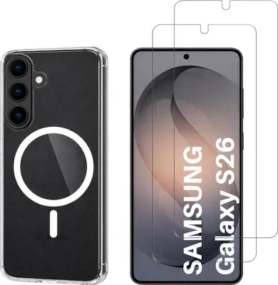 Produktbild von Hülle mit Magnetring für Samsung Galaxy S26 und 2 Schutzfolien aus gehärtetem Glas Phonillico®
