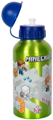 Image de Gourde en aluminium Minecraft 560 ml – gourde légère et résistante au design pixelisé, idéale pour l'école, le sport et les loisirs, pour les fans