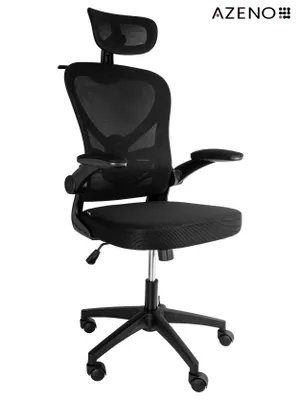 Zdjęcie produktu dla Fotel Obrotowy Do Biurka Ergonomiczne Krzesło Biurowe Czarne Regulowane Z Zagłówkiem