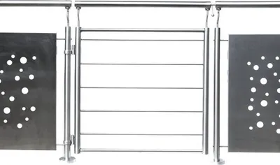 Produktbild von Geländertür Pertura Edelstahl V2A mit 5 waagererchten Stäben B:80 cm inkl. Aufnahmeschelle 40 mm