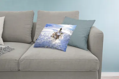 Produktbild von MuchoWow® Zierkissen Sofakissen Wohnzimmer Dekokissen 60x40 cm Huskys für Hundeschlitten - Kopfkissen - Polster mit Foto