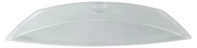 A clear plastic lamp cover for a range hood.