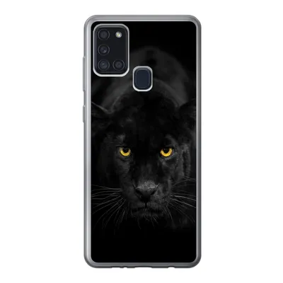 Produktbild von MuchoWow® Handyhülle Schutzhülle Hülle für Samsung Galaxy A21s Leopard - Augen - Schwarz Silikon Softcase Handy Hülle - Hartschale