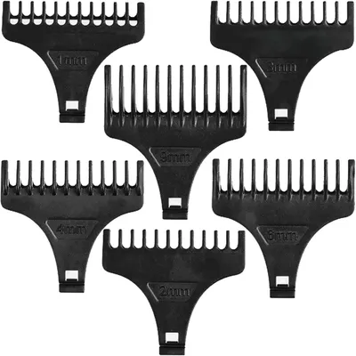 Produktbild von Set mit 6 Haarschneidemaschinenaufsätzen, Haarschneidemaschinenkämmen, Friseursalon-Werkzeugen (schwarz (1-4 mm, 6 mm, 9 mm))