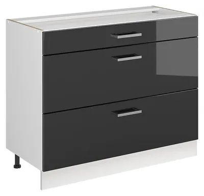 Produktbild von Küchenunterschrank Vicco R-Line Anthrazit Hochglanz/Weiß 100 cm ohne Arbeitsplatte, Model 71487
