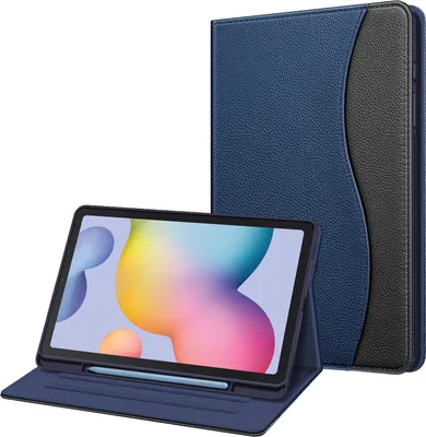 Produktbild von Fintie Hülle für Samsung Galaxy Tab S6 Lite 10.4 2022/2020 SM-P610/P613/P615/P619, Soft TPU Rückseite Gehäuse Schutzhülle mit S Pen Halter und Dokumentschlitze, Dunkelblau