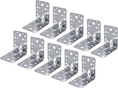 Immagine prodotto di Alberts 848224 Connettore angolare per impieghi gravosi con perlina, acciaio inox, 90 x 90 x 65 mm, set da 10