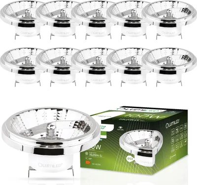 A set of LED lamps and a product box.