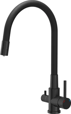 Obrázek produktu pro QUADRON kuchyňská baterie AGNES třícestná baterie 360°, barva: Pure Carbon, výška: 42,5 cm Nerezová kuchyňská baterie, flexibilní, kuchyňská baterie