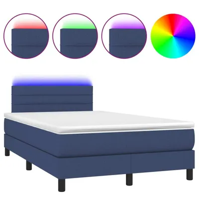 Obrázek produktu pro vidaXL Skříňová postel s matrací a LED modrá 120x190 cm látka