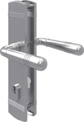 Produktbild von Profilzylinder Schutzbeschlag Chrom glänzend Sicherheitsbeschlag Kernziehschutz Türdrücker Drücker / Drücker DIN 10/92