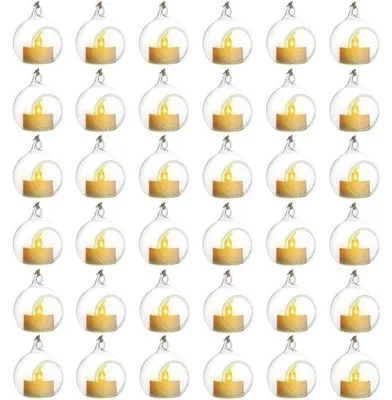 Immagine prodotto di Portacandele in vetro sospeso con candela a LED, set da 36, trasparenti