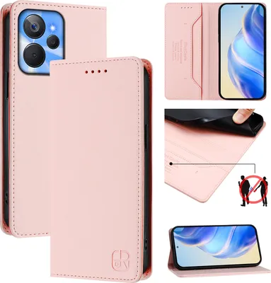 Produktbild von Lederhülle für Realme 10T/Realme 10S Hülle Flip Brieftasche Kartenfächern Ständer Schutzhülle Pink