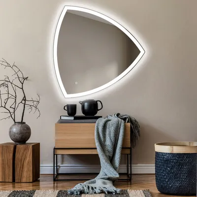 Produktbild von Unregelmäßiger asymmetrischer Spiegel mit LED Beleuchtung 54x54 cm - mit LED Beleuchtung - LED Farbe Kaltweiß 7000K - Individuell Nach Maß - Beleuchtet Wandspiegel Lichtspiegel Badezimmerspiegel - Sensor Schalter - TRR222