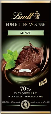 Zdjęcie produktu dla Lindt ciemna czekolada z musem miętowym 150g
