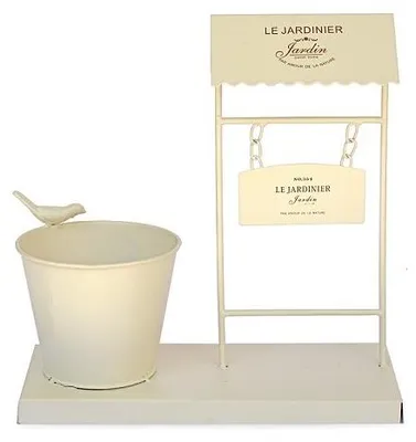 Produktbild von Metallische Blumenkasten mit einem Blumentopf.