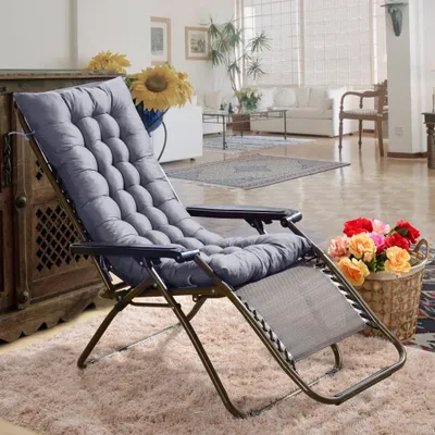 Produktbild von Livingandhome Liegenauflage 110 x 40 x 8 cm, Stuhlkissen Polster für Gartenliege Sonnenliege, Grau