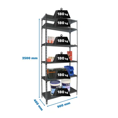 Produktbild von Simonrack Schwerlastregal SIMONCLICK 8425437098345 anthrazit 90,0 x 40,0 x 250,0 cm