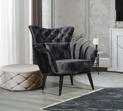 Produktbild von Möbel Design Sessel Modern Design Sessel Textil Wohnzimmer schwarz Couch