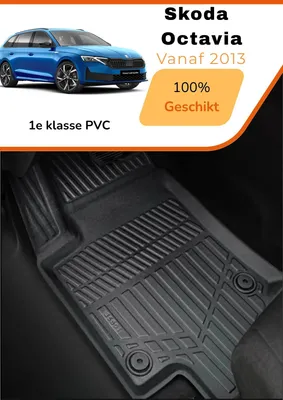 Image de Skoda Octavia 2013–aujourd'hui – Tapis de sol haut de gamme aspect carbone – TPE de haute qualité – Protection toutes saisons – Bords surélevés – Antidérapants
