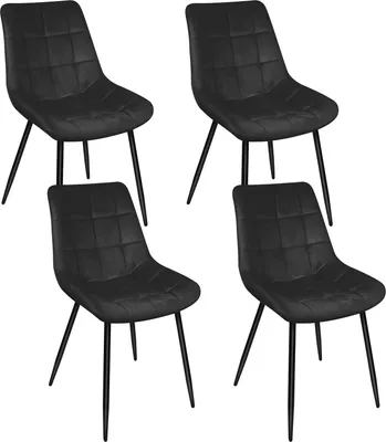 Produktbild von Dazhom (4 St) Esszimmerstühle Polsterstuhl,Samt, Metallbeine,Schwarz