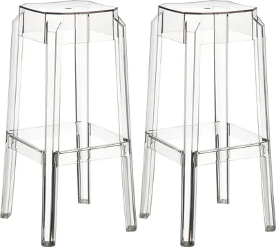 Produktbild von CLP 2er Set Barhocker Fox aus hochwertigem Kunststoff | Farbe transparent
