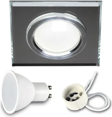Obrázok produktu pre 1x zapustené bodové svietidlo SET LED 230V IP44 RIK.9 clear mirror GU10 7W studená biela