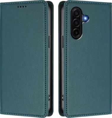 Image de Étui en cuir pour Samsung Galaxy A57, étui à rabat magnétique en cuirPolyuréthaneavec support, vert