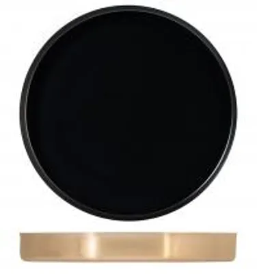 Produktbild von H&H Edelstahl-Tablett, rund, schwarz, 32 cm Durchmesser