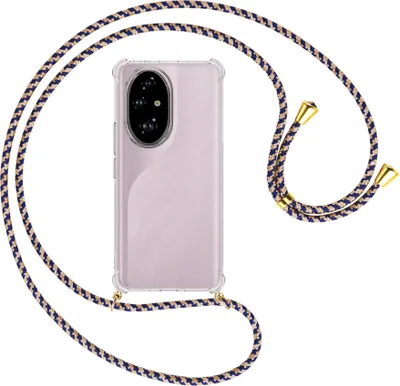 Produktbild von Handykette Backcover-Schutzhülle mit Band (Metall goldfarben) für Realme C67 5G - blau+beige