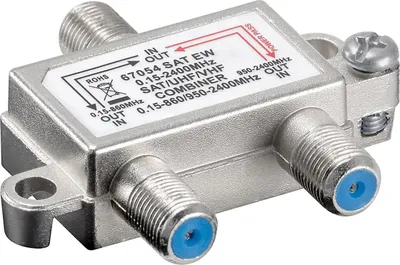 Produktbild von Goobay SAT EW, Kabelkombinierer, 950 - 2400 MHz, Silber, Metall, Weiblich/Weiblich, 1 Stück(e)