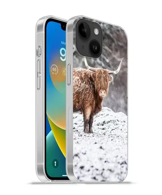 Produktbild von MuchoWow® Handyhülle Schutzhülle Hülle für Apple iPhone 14 - Softcase Schottischer Highlander - Baum - Schnee Silikon Softcase Handy Hülle - Mobiltelefonhülle