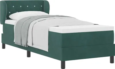 Zdjęcie produktu dla Łóżko sprężynowe Z zagłówkiem Ciemnozielony 80 x 200 cm Aksamit