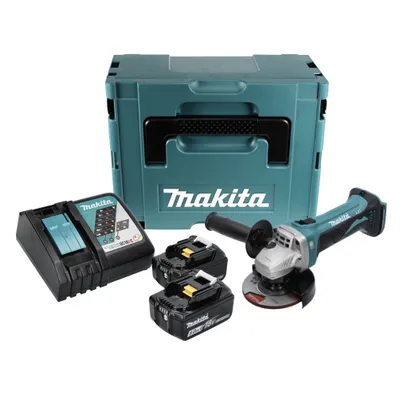 Produktbild von Makita DGA 452 RTJ Akku Winkelschleifer 18 V 115 mm + 2X Akku 5,0 Ah + Ladegerät