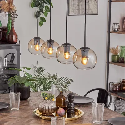 Produktbild von Cesaro Pendellampe aus Metall/Glas in Schwarz/Bernstein/Klar